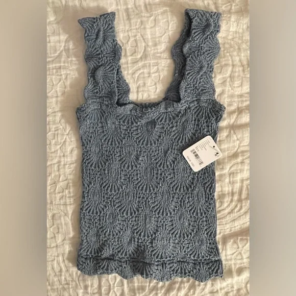 Free People Love Letter Cami in Denim Rins Size XS/S NWT - Picture 2 of 9